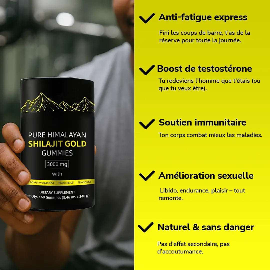 🚀 Gommes de Shilajit Himalaya – Booster Naturel de Testostérone & Énergie