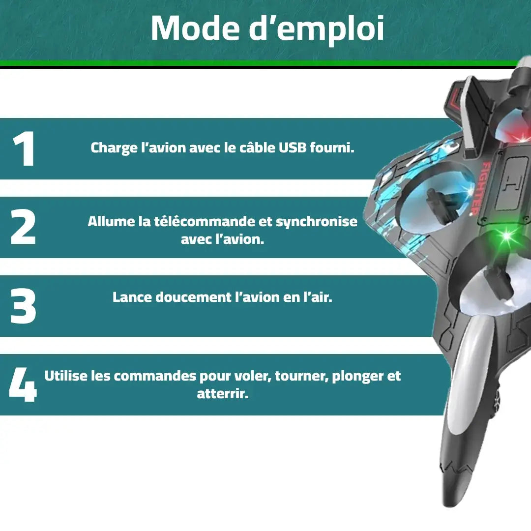 l’Avion de Chasse Télécommandé 360°: Fais briller les yeux de ton enfant