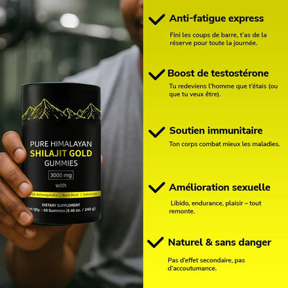 🚀 Gommes de Shilajit Himalaya – Booster Naturel de Testostérone & Énergie