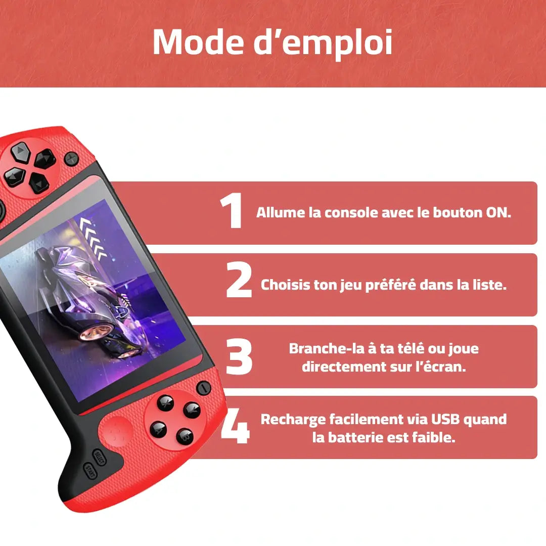 Console de Jeu Portable: Le Plaisir du Jeu, Partout avec 500 jeux !