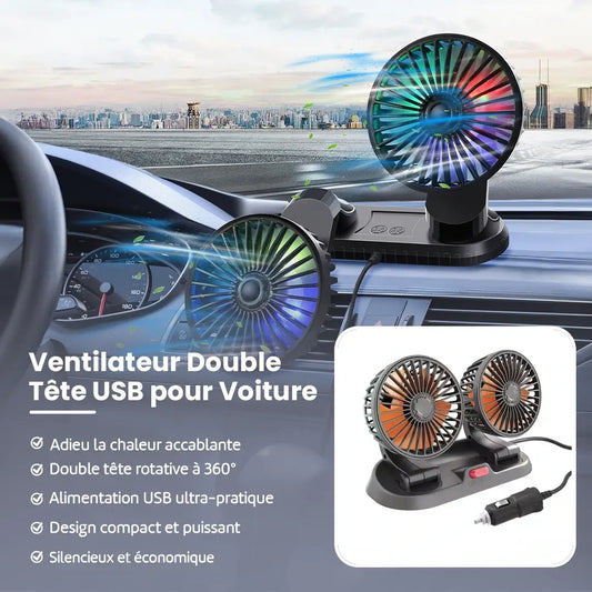 Ventilateur Double Tête USB pour Voiture